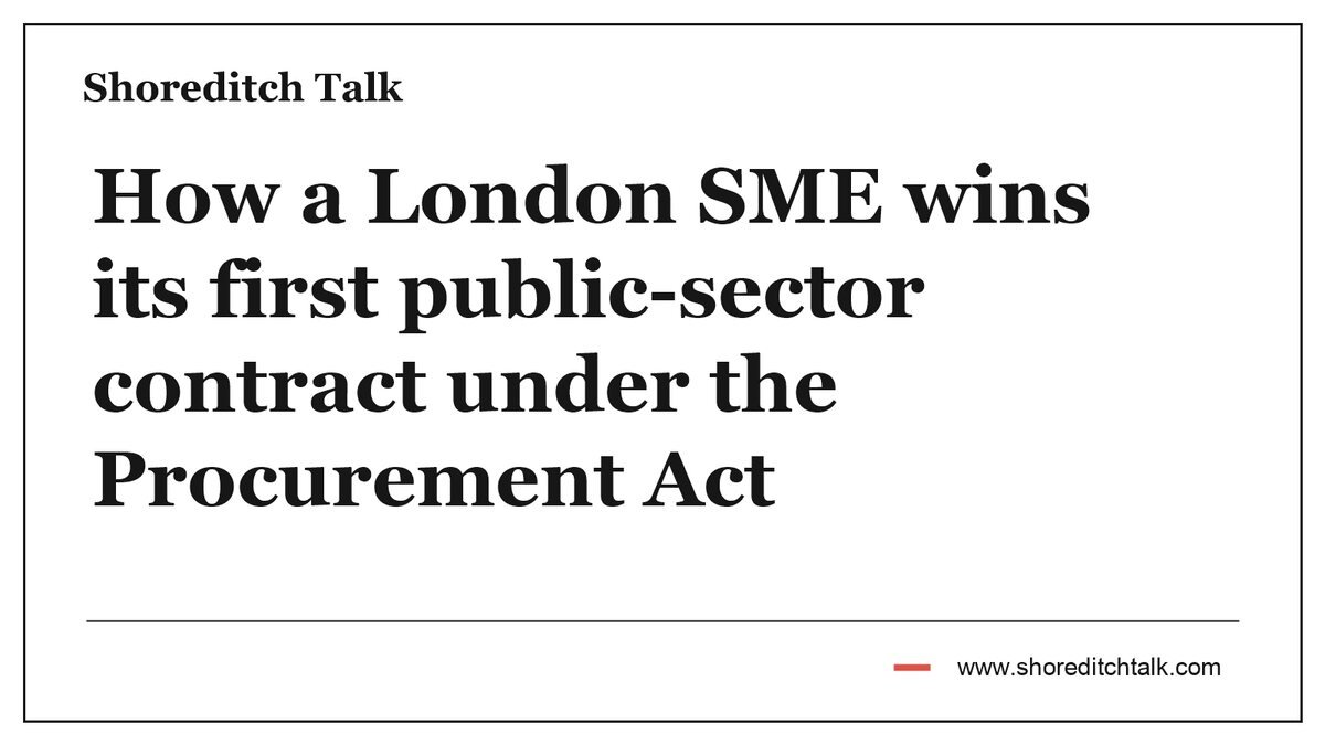 Border-only Shoreditch Talk cover for How a London SME wins its first public-sector contract under the Procurement Act on a plain white background.