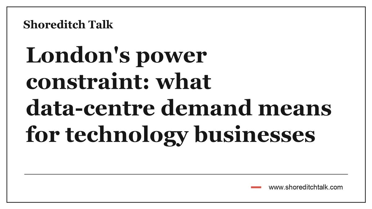 Border-only Shoreditch Talk cover for London's power constraint: what data-centre demand means for technology businesses on a plain white background.